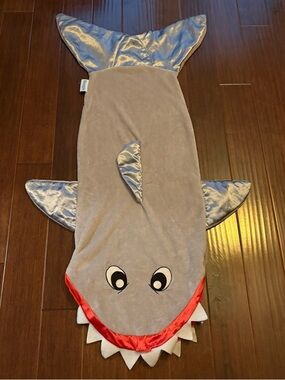 Kids Shark Snuggie Grey Wearable Blanket / Nap Or Lounge Blanket